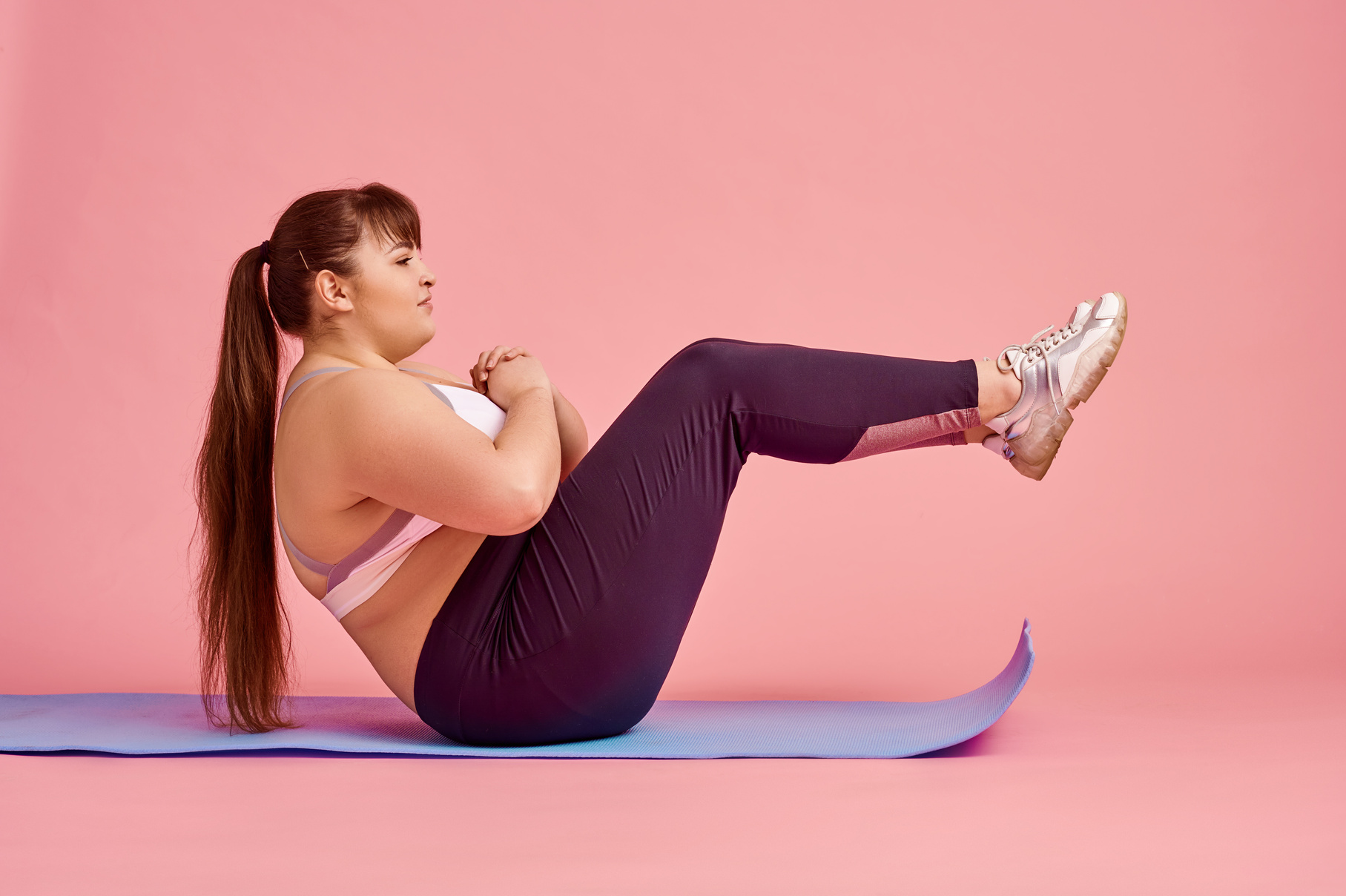 Woman Doing Abs Exercise, Body Positive